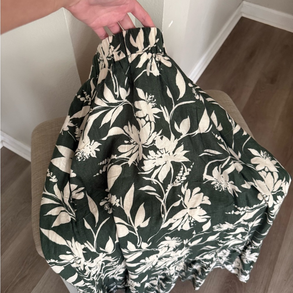 Floral Green and Ivory maxi skirt